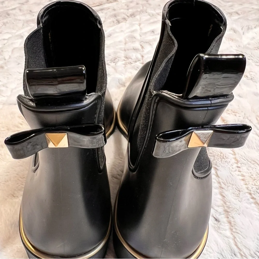 NWOB Kate Spade New York Solstice Black Rubber Rain Boots Sz-10